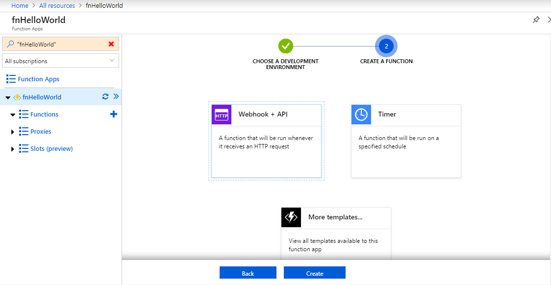 Select Webhook + API and click Create